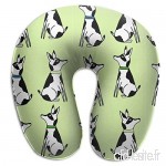Travel Pillow Abigale Dogs Green Memory Foam U Neck Pillow for Lightweight Support in Airplane Car Train Bus - B07V95MCFL